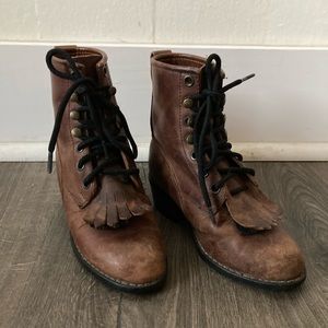 Kids Durango lace up Brown Leather Boots size 9